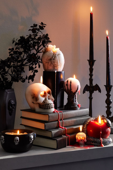 Halloween candles, bleeding candles, spooky candles Shop Halloween Decorations, Gothic Candle Holder, Gothic Candle, Gothic Candles, Black Candle Holders, Led Candle Decor, Halloween Candle, Dripping Candles, Halloween Centerpiece