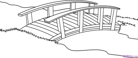 japanese garden coloring page | How to Draw a Bridge, Step by Step, Bridges, Landmarks & Places, FREE ... Bridge Clipart, Bridge Tattoo, Bridge Drawing, Japanese Bridge, Garden Coloring Pages, Free Coloring Sheets, Clipart Black And White, Guided Drawing, A Bridge