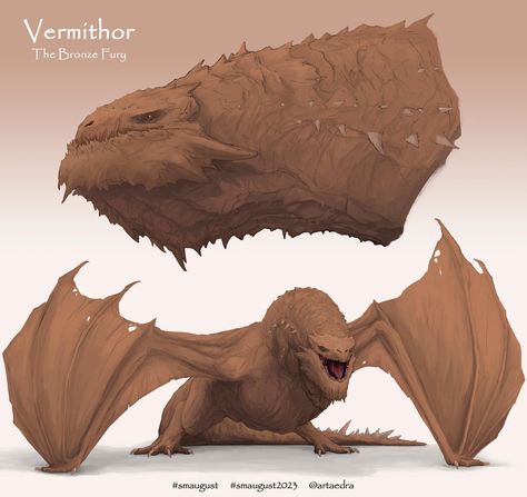 VERMITHOR! The bronce fury! Seventh day of Smaugust. Vermithor was a powerful old male dragon, the coloration of his scales were bronze and… | Instagram The Dance Of Dragons, Got Dragon, Dance Of Dragons, Smaug Dragon, Tiamat Dragon, Old Dragon, Game Of Thrones Artwork, Monster Hunter Art, Got Dragons