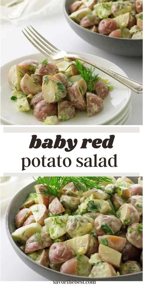 Think potato salad can’t be healthy and delicious? Think again! This easy Red Potato Salad recipe ditches the mayo for a tangy yogurt dressing. No peeling required and packed with fresh dill, it is the perfect recipe for summer. Easy Red Potato Salad, Potato Salad With Yogurt, Salad With Yogurt Dressing, Red Potato Salad Recipe, Red Potato Salad, Recipe For Summer, Red Potato, Pasta Side Dishes, Gluten Free Sides Dishes