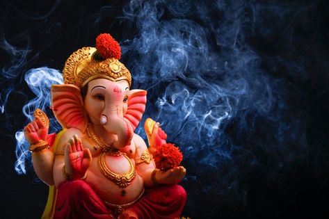 Lord ganesha , indian ganesh festival Pr... | Premium Photo #Freepik #photo #gold #diwali #celebration #india Dagdusheth Ganpati, Ganpati Photo Hd, Jai Ganesh, Ganpati Bappa Photo, Gayatri Mantra, Ganesh Wallpaper, Happy Ganesh, Shri Ganesh, Whatsapp Dp Images