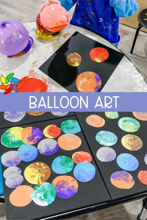 This balloon art preschool experience is so neat! Prek students have fun creating "planets" with their balloons! Learn More by Clicking Here! #prek #preschool #prekindergarten #homeschool Easel Preschool Ideas, Art Prek Ideas, Reggio Lesson Plans Preschool, Blast Off Art For Preschool, Preschool Free Art Ideas, Planet Art For Preschool, Celebrations Preschool Activities, Summer Painting Preschool, Color Process Art