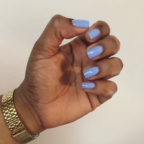 No Design Nail Ideas, Light Blue Nails On Dark Skin, Summer Nails Dark Skin, Short Nails Dark Skin, Light Blue Manicure, Short Nails Dark, Short Fun Nails, Nail Designs For Dark Skin, Shades Of Blue Nails