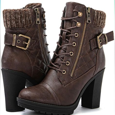 Platform Ankle Boots For Women With Zip Closure 100% Vegan Faux Leather Brand New And Boxed #Boots #Womensboots #Heels #Platformheels Posh Ambassador - Shop With Confidence. Boots For Women Ankle Heels, Women’s Boots, Leather Clothes For Women, Dress Boots For Women, Combat Boots For Women, Ankle Boots High Heel, Cute Shoes For Women, Woman Boots, Heel Boots For Women