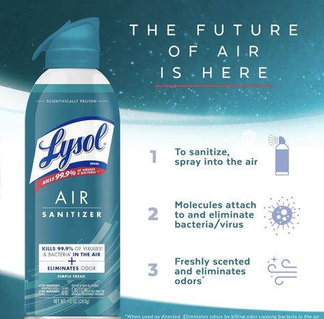 Amazon.com: Lysol Air Sanitizer Spray, For Air Sanitization and Odor Elimination, Simple Fresh Scent, 10 Fl. Oz (Pack of 3) : Health & Household Lavender Sky, Sanitizer Spray, Fresh Linen, Odor Eliminator, Cleaning Routine, Health Products, Smells Amazing, Health And Safety, Cleaning Solutions