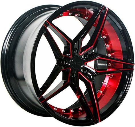 AC Wheels AC01 | Staggered 20 Inch Rims Fits Most Sedans, Coupes, and SUVs - Concave Rim Wheel [HIGH-QUALITY BUILD]: Made of durable aluminum, this set of 4 staggered AC Wheels AC01 rims not only enhances the appearance of your car but is also designed to last. Each rim has a clean gloss black red inner finish which gives it a classy, aggressive look and helps reduce the appearance of dirt, dust, and debris. [LUXURIOUS DESIGN]: Upgrade the look and presence of your car with these intricately 20 Inch Rims, Rims For Sale, Chrome Rims, Rims And Tires, Wheel And Tire Packages, Rims For Cars, Forged Wheels, Black Rims, Aftermarket Wheels