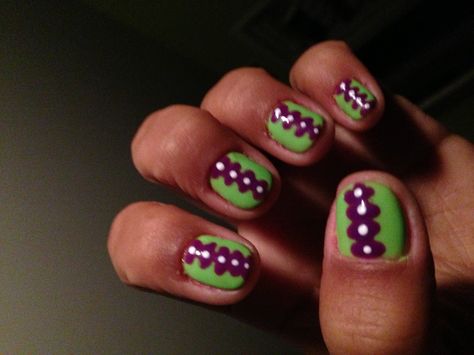 Funky lime green and purple gelish I designed Green And Purple Nails, Olive Green And Purple, Purple Nails, Green And Purple, Purple Color, Lime Green, Olive Green, Nails, Purple