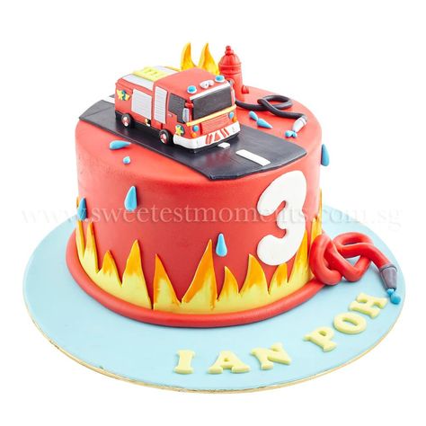 Frosting Types, Firefighter Birthday Cakes, Fire Engine Cake, Fire Fighter Cake, Fire Cake, Fireman Cake, Construction Birthday Cake, Toddler Birthday Cakes, Firetruck Cake