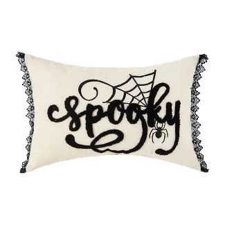 Black White Halloween, Black And White Halloween, Spooky Black, Halloween Throw Pillow, Black And White Pillows, White Halloween, Embroidered Throw Pillows, White Throws, White Throw Pillows