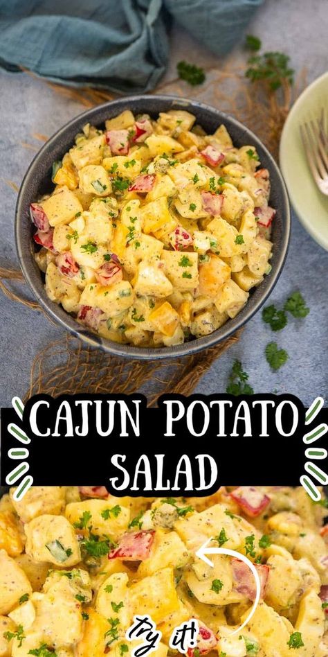 New Orleans Potato Salad, Creole Potato Salad, Indian Potato Salad, Shrimp Potato Salad, Cajun Potluck Dishes, Cajun Christmas Food, Cajun Pasta Salad, Cajun Salad, Cajun Potato Salad Recipe