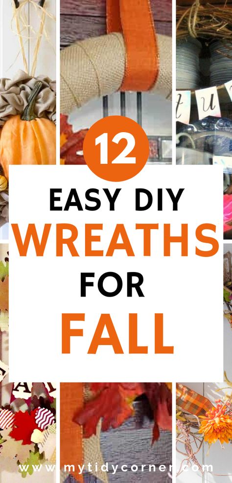 How To Make An Autumn Door Wreath, Diy Fall Wreath Tutorial, Fall Diy Door Decorations, Easy Fall Wreaths To Make, September Wreaths For Front Door Diy, Easy Wreaths To Make Simple, Easy Fall Decor Ideas For The Home, Fall Wreaths To Make, Simple Fall Door Decor