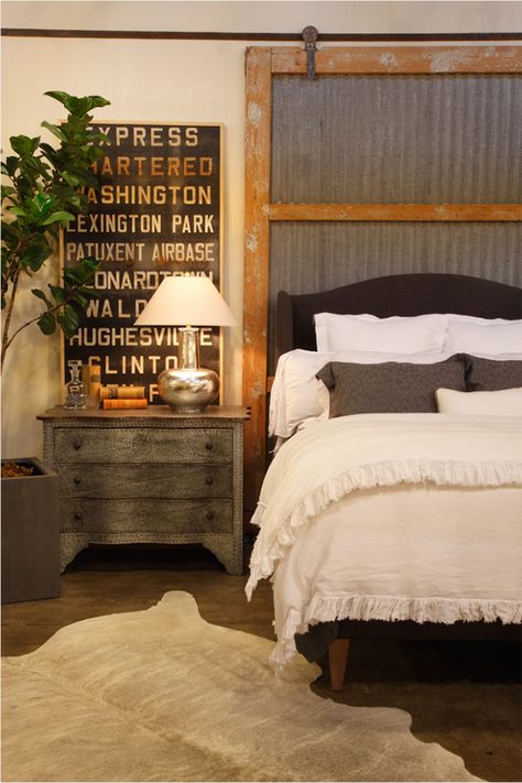 DIY Rustic Headboard withg Wood and Corrugated Tin | upcycledtreasures.com Tin Headboard, Rustic Headboard Diy, Galvanized Metal Decor, Farmhouse Bedroom Set, Farmhouse Bedroom Furniture, Metal Bedroom, Nantucket Home, Farmhouse Style Bedrooms, Rustic Headboard