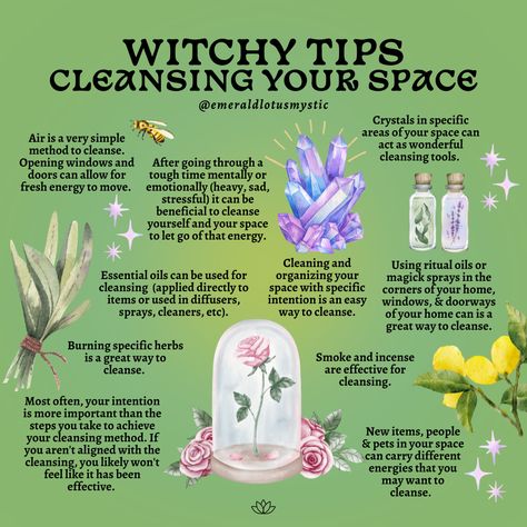 When is it is a good time to cleanse your space? Whenever you feel intuitively called to it! Here are a few tips for how and when to cleanse your space: After going through a tough time mentally or emotionally (heavy, sad, stressful) it can be beneficial to cleanse yourself and your space to let go of that energy. New items, people & pets in your space can carry different energies that you may want to cleanse. Most often, your intention is more important than Cleansing A Space, Easy Cleansing Spell, How To Cleanse Yourself Witchcraft, How To Cleanse A Space, How To Spiritually Cleanse Yourself, How To Cleanse Your Space, Cleansing Yourself, Cleansing A House Of Bad Energy, How To Cleanse Witchcraft