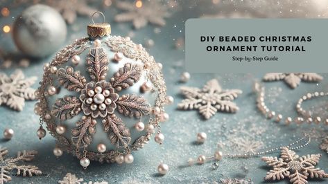 DIY Beaded Christmas Ornament Tutorial - HildurKO's Creative Workshop Homemade Beaded Christmas Ornaments, Diy Bejeweled Christmas Ornaments, Rhinestone Christmas Ornaments Diy, Pearl Ornaments Diy, Beaded Ornaments Diy Free Pattern, Beaded Christmas Ornaments Diy Tutorials, Beaded Christmas Ornaments Diy, Crystal Ornaments Diy, Jeweled Christmas Ornaments