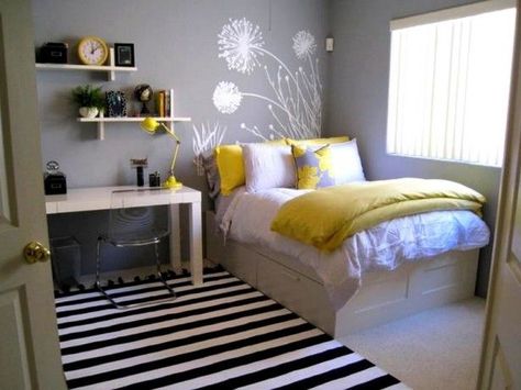 Teen Bedroom Colors, Boys Cape, Small Teen Bedroom, Bedroom Arrangement, Small Bedroom Designs, Rooms Ideas, Cute Bedroom Ideas, Yellow Bedroom