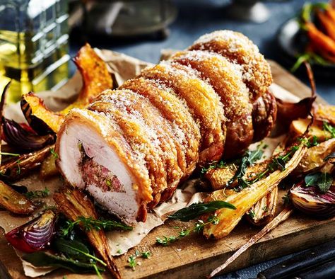 This delicious cranberry and pistachio stuffed pork is tender on the inside, crispy on the outside, creating the perfect balance of flavours and textures for a roast dinner or Christmas lunch. Perfect Roast Pork, Roast Dinner Recipes, Traditional Christmas Food, Christmas Spread, Perfect Roast, Cranberry Pistachio, Stuffed Pork, Pork Roast Recipes, Cranberry Sauce Recipe