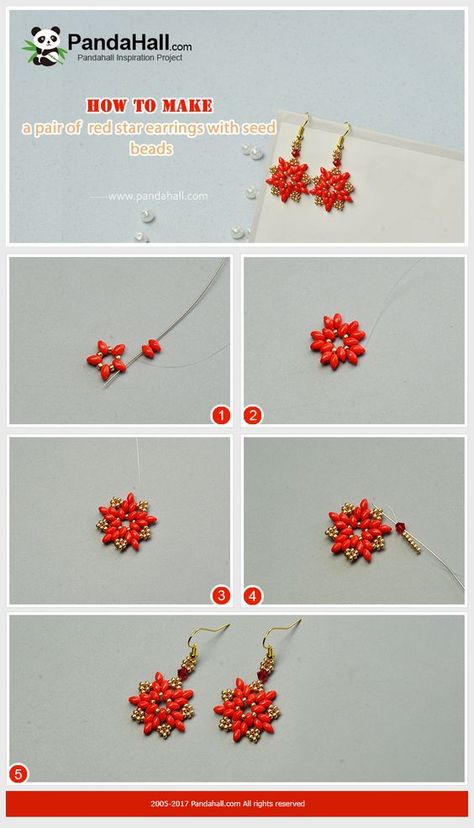 Earrings Handmade Tutorial, Seed Beads Diy, Christmas Jewelry Diy, Anting Manik, Beaded Earrings Diy, Diy Jewelry Inspiration, Beaded Jewelry Tutorials, Earrings Diy, Beaded Bracelet Patterns