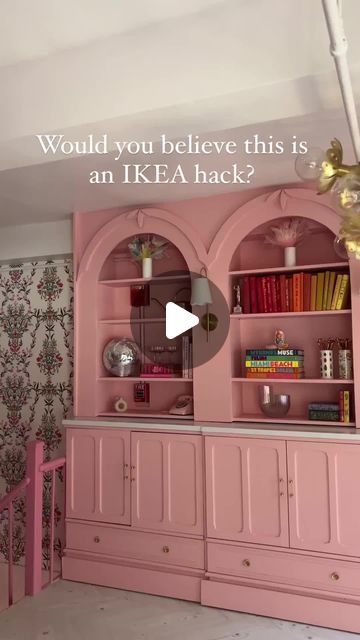 IKEA Hackers | Ideas & Hacks on Instagram: "I just cannot get enough of Rachel's incredible DIY bar hack at @dreamloftstudios. It's truly stunning as a display storage cabinet, but wait till you discover its secret identity as a hidden home bar. It's not for the faint of heart, but the end result is totally worth the effort.

Check out Rachel's inspiring DIYs and bold home decor style at @dreamloftstudios. Link in bio for more info on her DIY bar." Ikea Hacks Bar Cabinet, Billy Bookcase Bar Hack, Ikea Cabinet Bar, Malsjo Cabinet Hack, Laiva Bookcase Hack, Ikea Bar Hack, Ikea Hack Bar, Lommarp Ikea Ideas, Blush Pink Bookcase