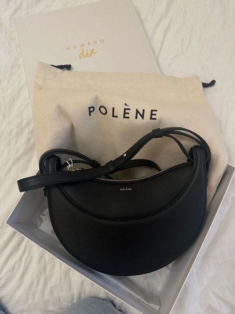 Polene Paris Shoulder Bag, Black Polene Bag, Polene Bag Aesthetic, Polene Handbag, Polene Numero Dix Bag, Polene Bag Outfit, Polene Paris Bag, Polene Bag, Saddle Purse