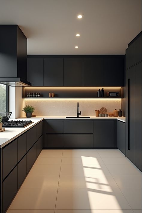 Monochromatic modern kitchen with handleless cabinets and geometric backsplash Kitchen Ideas Paint Colors, Kitchen Ideas Paint, Trendy Kitchen Design, Ultra Modern Kitchen, Built In Banquette, Energy Efficient Appliances, Monochromatic Color Scheme, Kitchen Design Trends, Stunning Kitchens