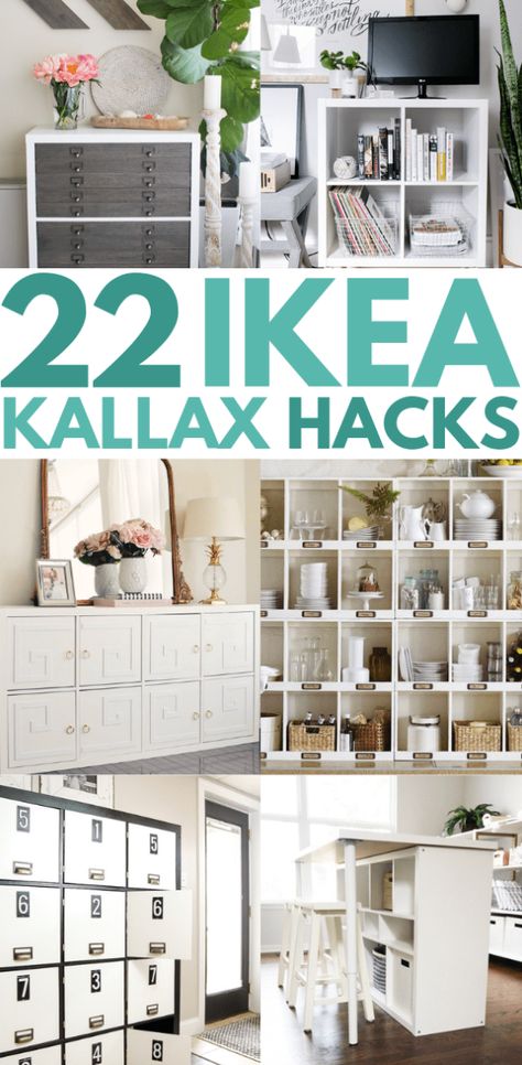 Looking for easy and cheap IKEA Kallax shelf hacks? Try these stunning Ikea hacks for KALLAX to make cube storage look expensive. Ikea Cube Shelves, Ikea Storage Cubes, Ikea Shelf Hack, Diy Cube Storage, Ikea Cubes, Organization Room, Ikea Playroom, Kallax Shelving, Ikea Kallax Shelf