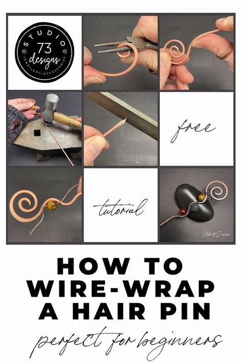 Wire Crafts For Beginners, Wire Wrapping Tutorial Free, Beginner Wire Wrapping, Wire Wrapped Hair Accessories, Diy Viking Jewelry Wire Wrapping, Pentagram Wire Wrap Tutorial, Wire Wrapped Hair Pins, Wire Wrap Hair Pin, Cage Wire Wrapping Stones