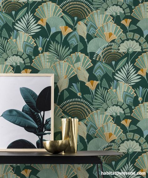 635690 Denzo Wallpaper For Room Wall, Albany Wallpaper, Green Leaf Wallpaper, Deco Wallpaper, Go Wallpaper, Feature Wallpaper, Wallpaper Uk, Art Deco Wallpaper, Wallpaper Direct