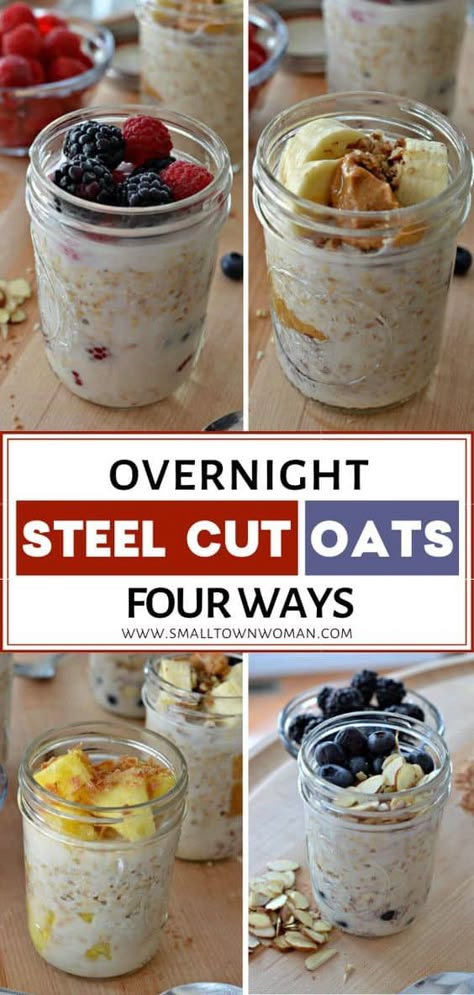 Overnight Steel Cut Oats, Steel Cut Oatmeal Recipes, Steel Cut Oats Overnight, Oats With Yogurt, Steel Cut Oats Recipe, Overnight Oats In A Jar, Overnight Oats With Yogurt, Healthy Make Ahead Breakfast, Nutritional Breakfast