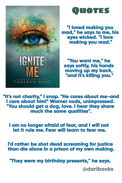 Tahereh Mafi Books, Fantasy Booktok, Shatter Me Warner, Ignite Me, Shatter Me Quotes, Fantasy Quotes, Romance Books Quotes, Tahereh Mafi, Shatter Me Series