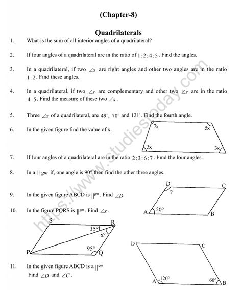 CBSE Class 9 Mental Maths Quadrilaterals Worksheet Quadrilaterals Worksheet, Maths Tricks, Mental Maths, Work Sheet, Study Flashcards, Math Notes, Class 9, Class 8, Mental Math