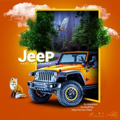 Jeep Poster Design, Creative Mockup Design, Creative Car Ads Design, Car Advertising Design Creative, Car Social Media Design, Car Creative Ads, Jeep Advertising, Jeep Poster, Car Advertising Design