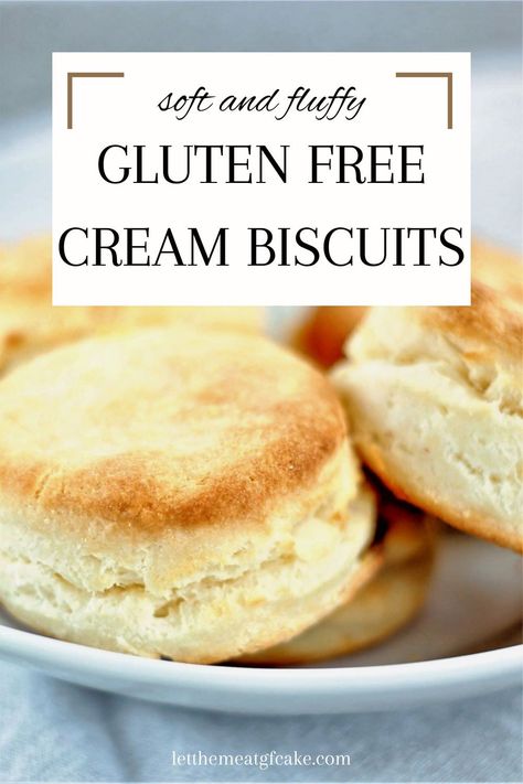 With just four ingredients, these Soft and Fluffy Gluten Free Cream Biscuits are the answer to getting biscuits on your table in record time! Gluten Free Scones, Buttermilk Biscuits Recipe, Gluten Free Biscuits, Cream Biscuits, Best Gluten Free, Gluten Free Flour Blend, Gluten Free Bakery, Gluten Free Cake, Gluten Free Sweets