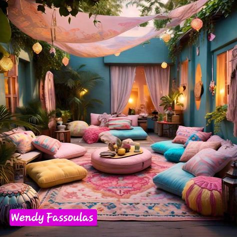 This would make such a cool chill spot 👌 😎 💜 kick back and relax on those warm summer days with a drink 🍹 Chilling Room, Chill Out Space, Chill Spot, Kids Zone, Kick Backs, A Drink, Summer Days, Wall Painting, Tea