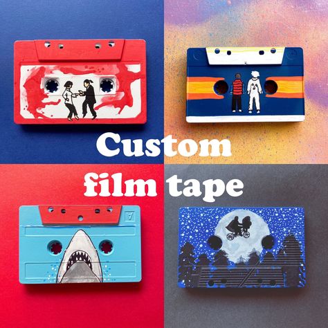 Casette Tape Painting, Casette Tape Art, Painted Cassette Tapes, Cassette Painting, Vhs Crafts, Cassette Tape Crafts, Cassette Art, Cassette Tape Art, Wicked Crafts