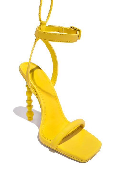 Yellow Shoes Heels, Green Pumps, Matric Dance, Single Sole Heels, Unique Heels, Yellow Sandals, Yellow Heels, Fancy Shoes, Heel Design