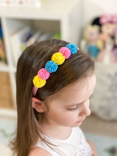 Mesh Flowers, Alice Bands, Pom Pom Headband, Baby Hair Bands, Bow Headband Hairstyles, Baby Hair Accessories, Baby Hair Clips, Handmade Hair Bows, Alice Band