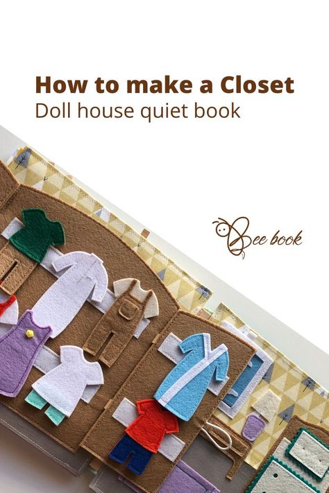 In this video you are going to learn how to make the closet for doll house quiet book step by step. The pattern in available to download. Book Closet, House Quiet Book, Quiet Book Tutorial, Felt Doll House, Make A Closet, Bee Book, Diy Quiet Books, Doll Closet, Felt Books