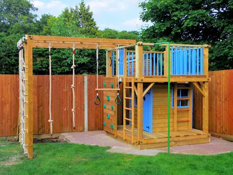 Diy Outdoor Jungle Gym, Small Backyard Jungle Gym, Jungle Gym Tree House, Playhouse With Monkey Bars, Children’s Play Area Garden, Wooden Jungle Gym Outdoor, Kids Play Yard, Garden Climbing Frames, Backyard Jungle Gym