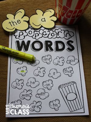 Popcorn Words Activities, Sight Word Activities For Kindergarten, Word Activities For Kindergarten, Popcorn Words, Sensory Activities For Preschoolers, Word Building Activities, Words Activities, Preschool Sight Words, Sight Words Printables