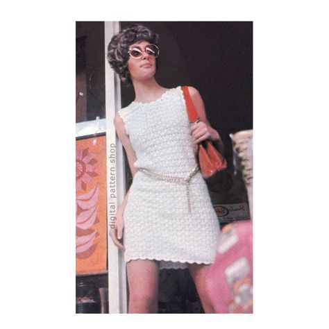 Dress Pattern Vintage, 1960s Shift Dress, Dress Crochet Pattern, Cardigan Sweater Pattern, Stitch Dress, 60s And 70s Fashion, Womens Crochet Patterns, Vintage Dress Patterns, Shell Stitch