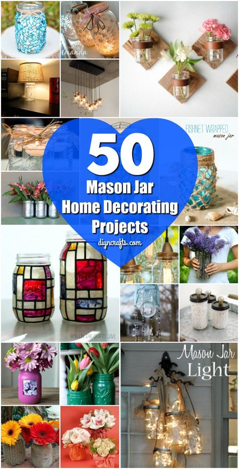 50 Brilliantly Decorative Mason Jar Home Decorating Projects {With tutorial links} Jar Decoration Ideas, Do It Yourself Decoration, Jar Chandelier, Mason Jar Chandelier, Mason Jar Projects, Diy Jar Crafts, Mason Jar Crafts Diy, Mason Jar Gifts, Mason Jar Lighting