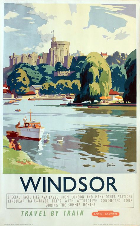 Frank Sherwin - Windsor Windsor England, Posters Uk, Travel England, Train Posters, Transportation Poster, Postal Vintage, Tourism Poster, British Railways, Living In London