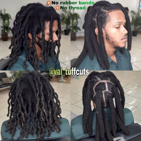 Val_tuffcuts’s Instagram photo: “Tell me this ain't different dreadlocks combined from small to big in 1 session seamlessly be different invest in ur hair its ur crown…” Big Dreads Locs Men, Wick Loc Styles, Combined Locs Before And After, Small Wicks Locs, Wick Locs Men, Wick Dreadlocks, Thick Locs Men, Wicks Dreads Men, Wick Locs