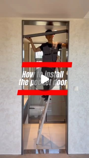 Tommy Lee on Instagram: "How to install the pocket door 

Affordable Quality doors. Welcome projects&wholesale  #madeinchina #worldwideshipment #hiddendoor
#narrowframe#invisibledoor#ecodoor#aluminumdoor#metaldoor #frontdoor #luxurydoors #irondoor #bathroomdoor #frontdoor#minmalism #mordenhome #framless #seamless #flushdoor#partition" How To Install A Pocket Door, Pocket Door Installation, Flush Doors, Pocket Door, Hidden Door, Tommy Lee, Bathroom Doors, Door Installation, Iron Doors