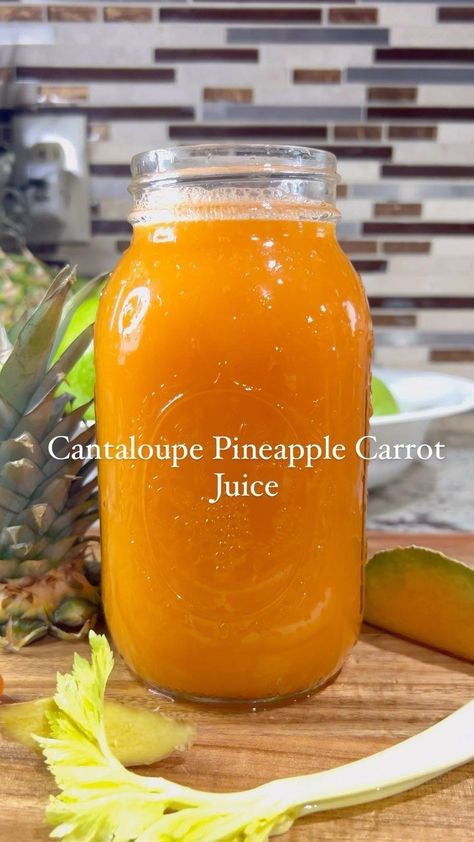 Cantaloupe Pineapple Carrot Juice… Healthy Juice Recipe #smoothie #smoothierecipes #juicerecipe #pineapplejuicerecipe #carrotjuicerecipe #juicerecipeforweightloss #breakfastjuicerecipe #loseweightsmoothie #weightloss #diet Healthy Juice Recipe, Fresh Juice Recipes, Healthy Juicer Recipes, Healthy Juice Drinks, Juice Cleanse Recipes, Juice Smoothies Recipes, Juicy Juice, Energy Booster, Juicer Recipes