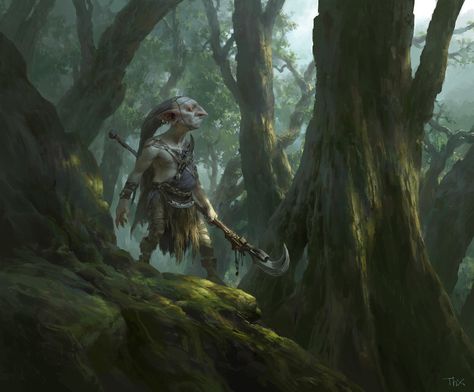 ArtStation - Goblin Hunter, Tianhua Xu Goblin Art, Goblin King, Heroic Fantasy, Green Goblin, Fantasy Races, Manama, Fantasy Monster, Mystical Creatures, High Fantasy