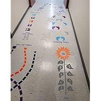 Sensory Hallway, Chalk Activities, Sensory Pathways, Sensory Path, School Hallway, Stickers School, School Hallways, Hallway Art, Sensory Room