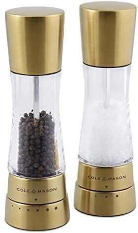 Cole & Mason H332017 Derwent Gold Salt and Pepper Mills | Gourmet Precision+ | Stainless Steel/Acrylic | 190mm | Gift Set | Includes 2 x Salt and Pepper Grinders | Lifetime Mechanism Guarantee : Amazon.co.uk: Home & Kitchen Countryside Style, Kitchen Mood Board, Salt Grinder, Salt And Pepper Mills, Salt And Pepper Grinders, Spice Grinder, Pepper Mill, Salt Shaker, Pepper Grinder