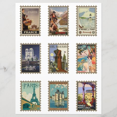 Faux Postage Stamps, Paris Stamp, France Stamp, France Scrapbooking, Travel Stamps, French Images, Artist Ideas, Collage Material, Journal 2024