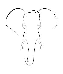 Single Line Drawing Elephant, Elephant Doodle Simple, Elephant Outline Drawing, Simple Elephant Drawing, One Line Elephant, Line Art Elephant, Elephant Line Art, Elephant Line Drawing, Easy Elephant Drawing